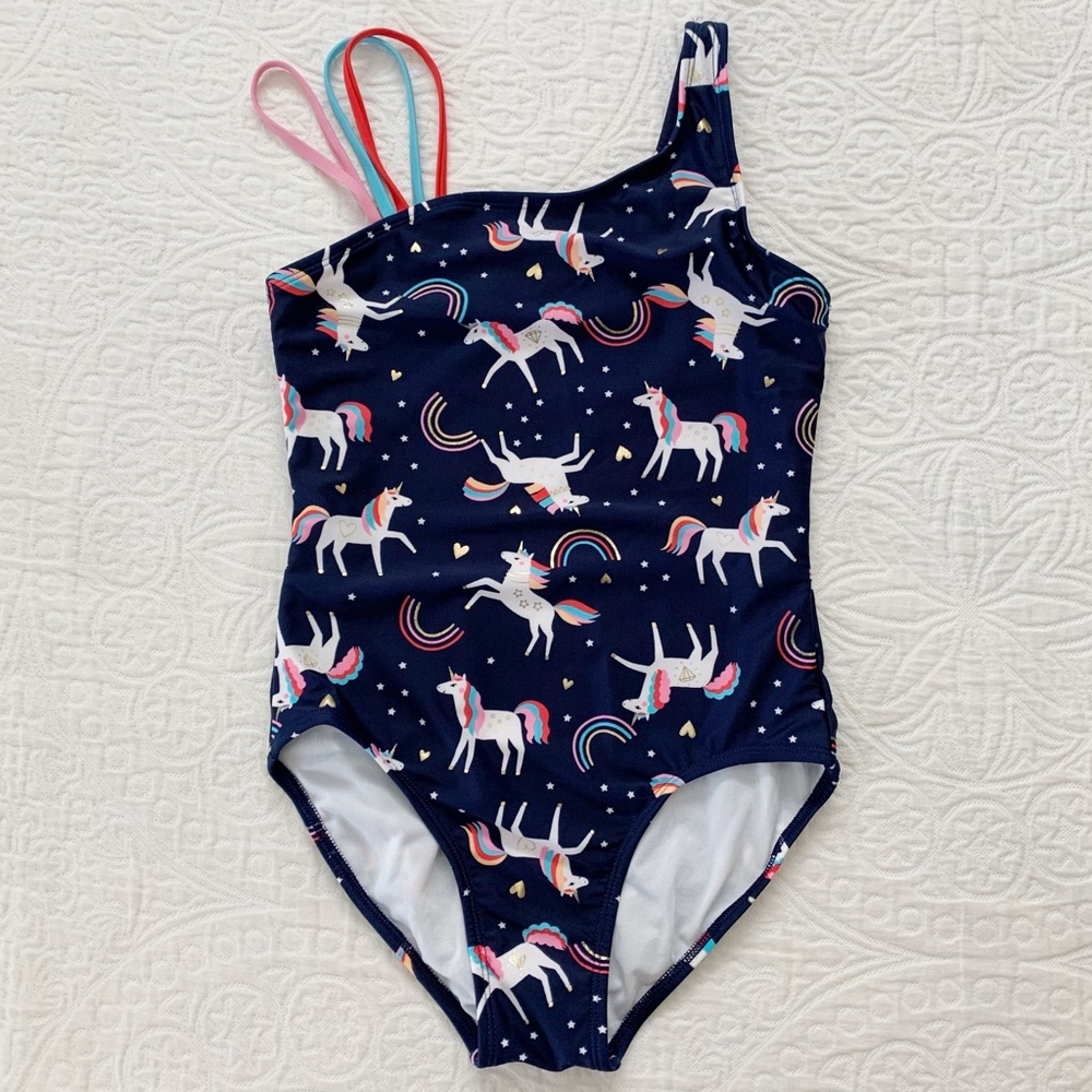 Cat & Jack Unicorn One-Piece Swimsuit (Sz L‎ 10-12)